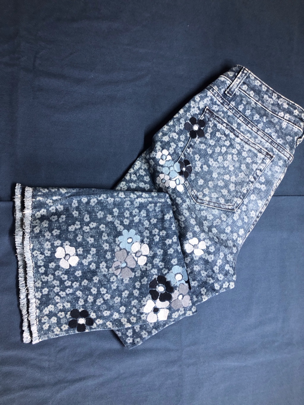 Rare Vintage Floral Pattern Indigo Women’s Jeans By Michael Michael Kors